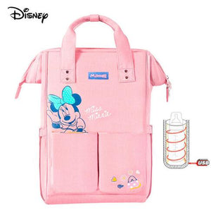 Disney Cute Minnie Mickey Red Diaper Bag Waterproof/Baby Care/Mummy Bag Maternity Backpack Large Nappy Bag Striped Bow Dot Smile