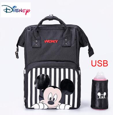 Disney Cute Minnie Mickey Red Diaper Bag Waterproof/Baby Care/Mummy Bag Maternity Backpack Large Nappy Bag Striped Bow Dot Smile