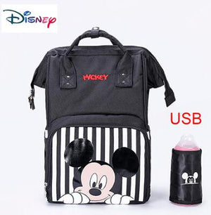 Disney Cute Minnie Mickey Red Diaper Bag Waterproof/Baby Care/Mummy Bag Maternity Backpack Large Nappy Bag Striped Bow Dot Smile