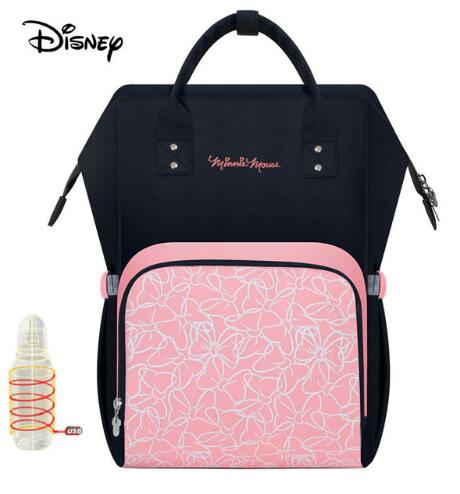 Disney Cute Minnie Mickey Red Diaper Bag Waterproof/Baby Care/Mummy Bag Maternity Backpack Large Nappy Bag Striped Bow Dot Smile