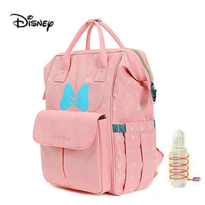 Disney Cute Minnie Mickey Red Diaper Bag Waterproof/Baby Care/Mummy Bag Maternity Backpack Large Nappy Bag Striped Bow Dot Smile