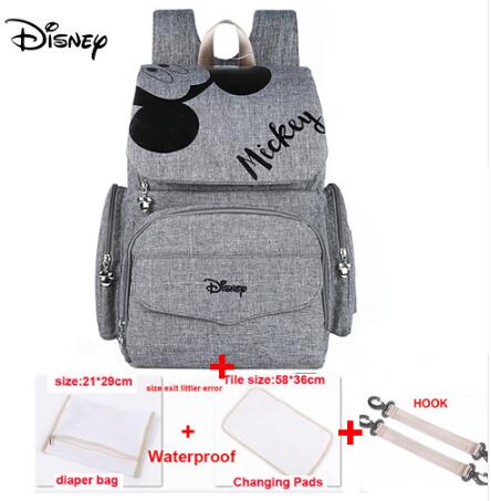 Disney Cute Minnie Mickey Red Diaper Bag Waterproof/Baby Care/Mummy Bag Maternity Backpack Large Nappy Bag Striped Bow Dot Smile