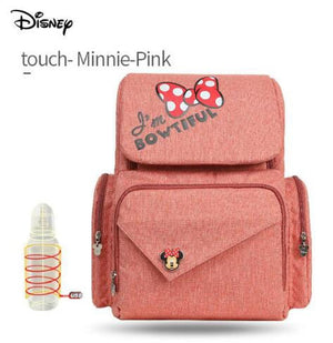 Disney Cute Minnie Mickey Red Diaper Bag Waterproof/Baby Care/Mummy Bag Maternity Backpack Large Nappy Bag Striped Bow Dot Smile