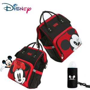 Disney Cute Minnie Mickey Red Diaper Bag Waterproof/Baby Care/Mummy Bag Maternity Backpack Large Nappy Bag Striped Bow Dot Smile