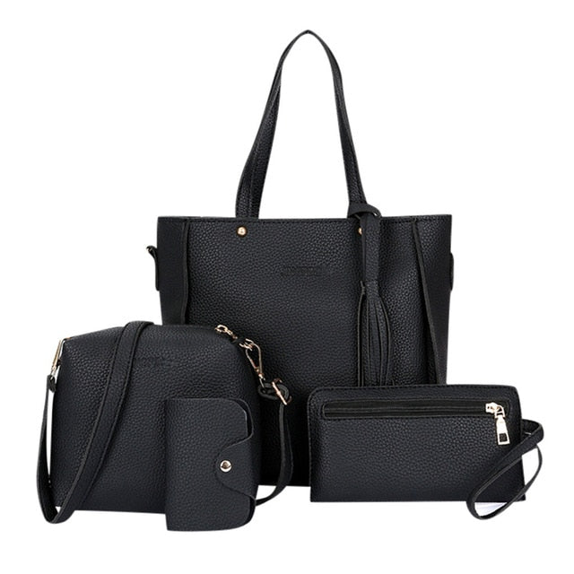 4pcs Woman Bag Set 2019 New Fashion Female Purse and Handbag Four-Piece Shoulder Bag Tote Messenger Purse Bag