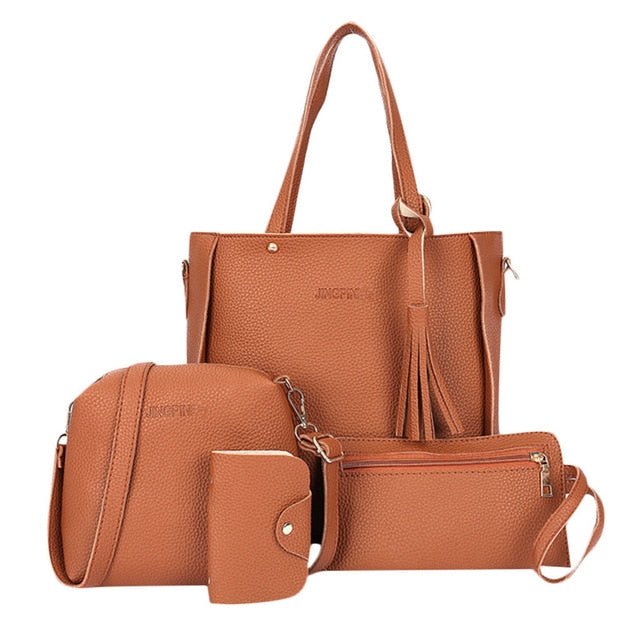 4pcs Woman Bag Set 2019 New Fashion Female Purse and Handbag Four-Piece Shoulder Bag Tote Messenger Purse Bag