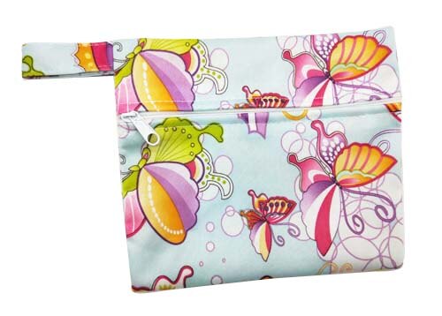 waterproof PUL printed menstrual pad bag with snap closure handle, breast pad pouch, 18*14cm small size wet bag, baby snack bag