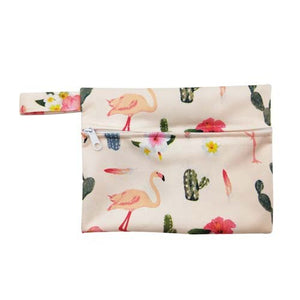 waterproof PUL printed menstrual pad bag with snap closure handle, breast pad pouch, 18*14cm small size wet bag, baby snack bag