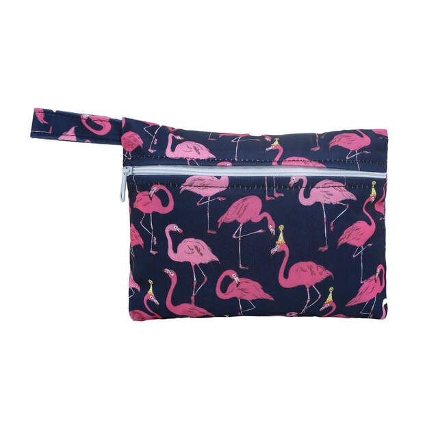 waterproof PUL printed menstrual pad bag with snap closure handle, breast pad pouch, 18*14cm small size wet bag, baby snack bag