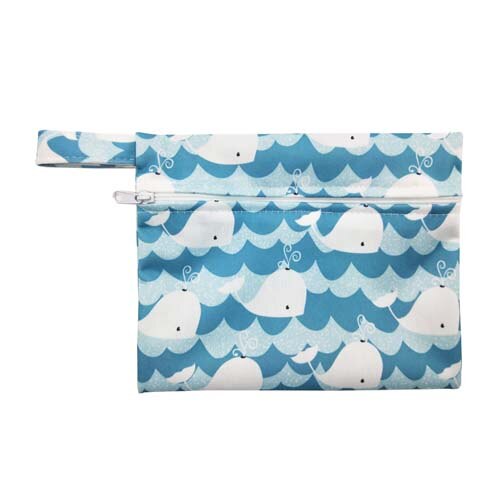 waterproof PUL printed menstrual pad bag with snap closure handle, breast pad pouch, 18*14cm small size wet bag, baby snack bag