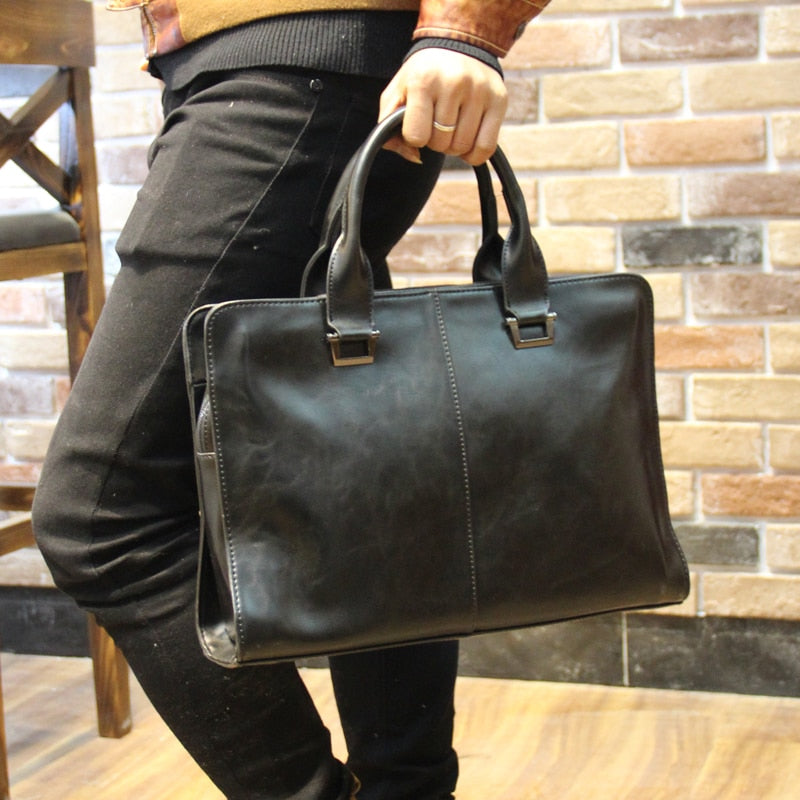 Men briefcase new soft leather handbags men's casual bag shoulder messenger bag Crossbody Bags Man Laptop Computer Case 13