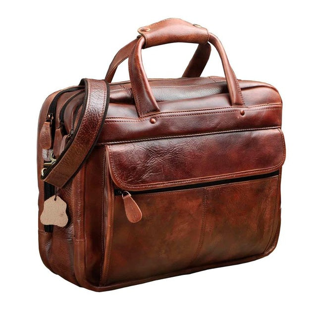 Men Oil Waxy Leather Antique Design Business Briefcase Laptop Document Case Fashion Attache Messenger Bag Tote Portfolio 7146