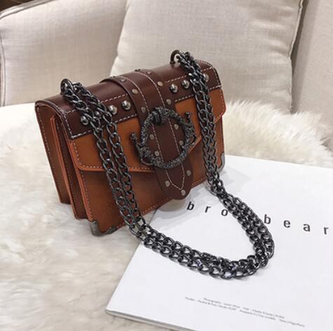 European Fashion Female Square Bag 2018 New Quality PU Leather Women's Designer Handbag Rivet Lock Chain Shoulder Messenger bags