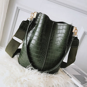 Vintage leather Stone Pattern Crossbody Bags For Women 2019 New Shoulder Bag Fashion Handbags and Purses Zipper Bucket Bags